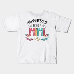 Happiness Is Being A Mimi Wildflowers Valentines Mothers Day Kids T-Shirt